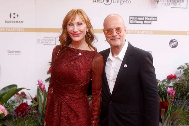 29.05.2026, Andrea Sawatzki, Christian Berkel, mit Abzeichen Hands protection Star of David, bei der Verleihung des Deutscher Filmpreis, 2026, Lola, in Berlin, Roter Teppich, *** 29 05 2026, Andrea Sawatzki, Christian Berkel, with badge Hands protection Star of David, at the award ceremony of the German Film Award, 2026, Lola, in Berlin, Red Carpet,