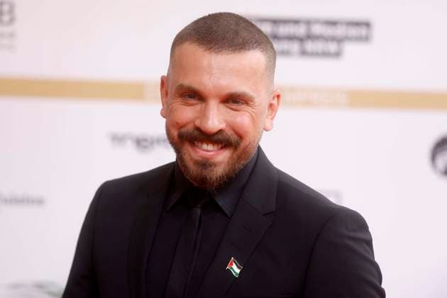 29.05.2026, Edin Hasanovic, mit Palästina-Flagge, bei der Verleihung des Deutscher Filmpreis, 2026, Lola, in Berlin, Roter Teppich, *** 29 05 2026, Edin Hasanovic, with Palestine flag, at the award ceremony of the German Film Award, 2026, Lola, in Berlin, Red Carpet,