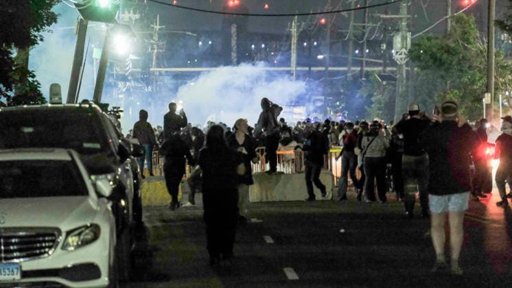 May 29, 2026, Newark, Nj, USA: As the situation at Delaney Hall ICE detention center continues to escalate, New Jersey State Police (NJSP) deployed tear gas against peaceful protesters tonight. This comes after Gov. Mikie Sherrill announced that NJSP would be deployed to ensure protesters safety in light of escalating tensions with ICE that led to several clashes throughout the week. Newark USA - ZUMAh204 20260529_znp_h204_022 Copyright: xRileyxHartyx