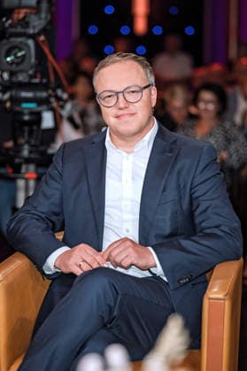 MDR - Riverboat. Mario Voigt ( CDU Ministerpräsident Thüringen ) anläßlich der Aufzeichnung der MDR - Talkshow Riverboat am 29.05.2026 in der Mediacity Leipzig. 20260529SFL0035 *** MDR Riverboat Mario Voigt CDU Prime Minister of Thuringia on the occasion of the recording of the MDR talk show Riverboat on 29 05 2026 at Mediacity Leipzig 20260529SFL0035