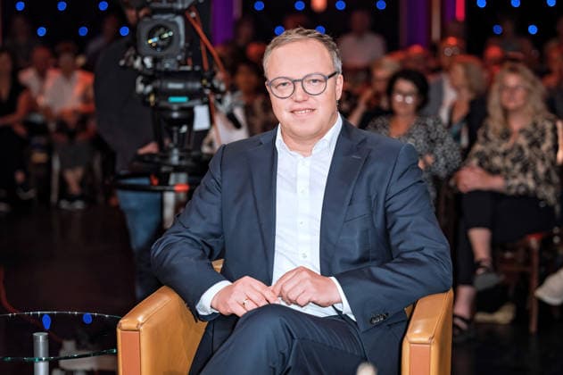 MDR - Riverboat. Mario Voigt ( CDU Ministerpräsident Thüringen ) anläßlich der Aufzeichnung der MDR - Talkshow Riverboat am 29.05.2026 in der Mediacity Leipzig. 20260529SFL0039 *** MDR Riverboat Mario Voigt CDU Prime Minister of Thuringia on the occasion of the recording of the MDR talk show Riverboat on 29 05 2026 in the Mediacity Leipzig 20260529SFL0039