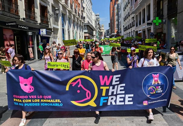 May 30, 2026, Madrid, Madrid, SPAIN: Participants attend the Madrid Without Hunting demonstration held in Callao Square, Madrid, advocating for wildlife protection and promoting urban spaces free from hunting activities. Madrid SPAIN - ZUMAz108 20260530_znp_z108_006 Copyright: xRichardxZubelzux
