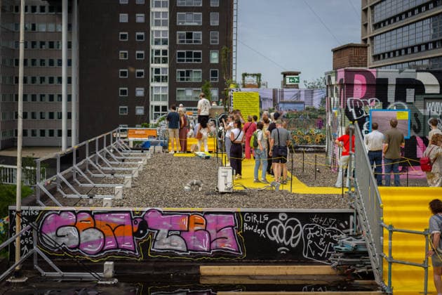 Rotterdam Rooftop Days event held in the Netherlands ROTTERDAM, NETHERLANDS - MAY 30: A view of the open roofs as visitors walk from roof to roof, exploring 12 interconnected rooftops via stairs and bridges and enjoying views of the city in Rotterdam, Netherlands, on May 30, 2026. The Rotterdam Rooftop Days Foundation has organized the 11th edition of the Rotterdam Rooftop Days event. The flat rooftops of 42 buildings in the city center were opened to the public. Abdullah Asiran Anadolu Rotterdam Netherlands. Editorial use only. Please get in touch for any other usage.  Copyright: x2026xAnadoluxAbdullahxAsiranx