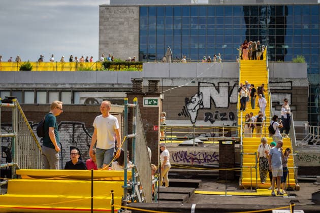 Rotterdam Rooftop Days event held in the Netherlands ROTTERDAM, NETHERLANDS - MAY 30: A view of the open roofs as visitors walk from roof to roof, exploring 12 interconnected rooftops via stairs and bridges and enjoying views of the city in Rotterdam, Netherlands, on May 30, 2026. The Rotterdam Rooftop Days Foundation has organized the 11th edition of the Rotterdam Rooftop Days event. The flat rooftops of 42 buildings in the city center were opened to the public. Abdullah Asiran Anadolu Rotterdam Netherlands. Editorial use only. Please get in touch for any other usage.  Copyright: x2026xAnadoluxAbdullahxAsiranx