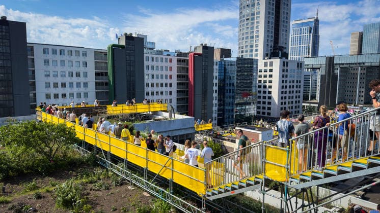 Rotterdam Rooftop Days event held in the Netherlands ROTTERDAM, NETHERLANDS - MAY 30: A view of the open roofs as visitors walk from roof to roof, exploring 12 interconnected rooftops via stairs and bridges and enjoying views of the city in Rotterdam, Netherlands, on May 30, 2026. The Rotterdam Rooftop Days Foundation has organized the 11th edition of the Rotterdam Rooftop Days event. The flat rooftops of 42 buildings in the city center were opened to the public. Abdullah Asiran Anadolu Rotterdam Netherlands. Editorial use only. Please get in touch for any other usage.  Copyright: x2026xAnadoluxAbdullahxAsiranx