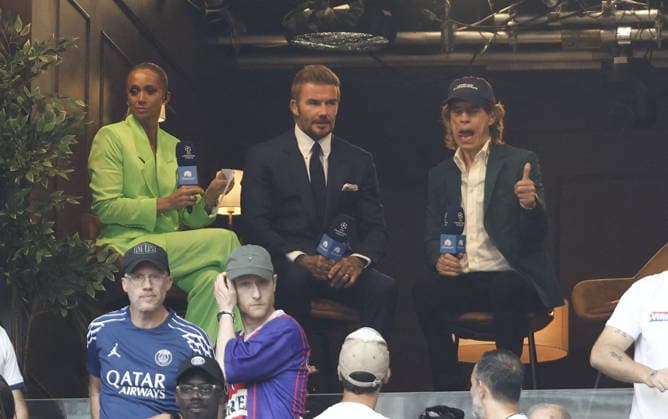Mick Jagger and David Beckham at the 2026 Champions League final Paris Saint Germain PSG Arsenal FC at the Ferenc Puskas Stadium in Budapest on May 30, 2026 Cyril Moreau Bestimage Mick Jagger and David Beckham at the 2026 Champions League final Paris Saint Germain PSG Arsenal FC at the Ferenc Puskas Stadium in Budapest on May 30, 2026 Budapest Hungary  Copyright: xCYRILxMOREAUx xBESTIMAGExCYRILxMOREAUx xBESTIMAGEx