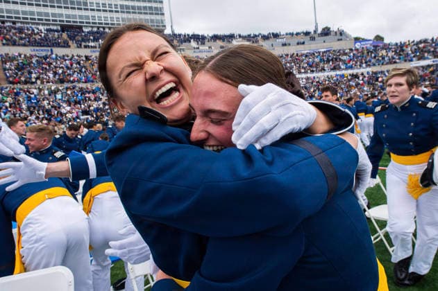 May 30, 2026, Colorado Springs, Co, United States: Cadets react with joy, jumping and hugging at the conclusion of the U.S. Air Force Academy Class of 2026 graduation ceremony at Falcon Stadium, May 28, 2026 in Colorado Springs, Colorado. A total of 931 cadets received commissions as second lieutenants in the U.S. Air Force and U.S. Space Force. Colorado Springs United States - ZUMAp138 20260530_zaa_p138_005 Copyright: xTrevorxCokley U.S.xAirx