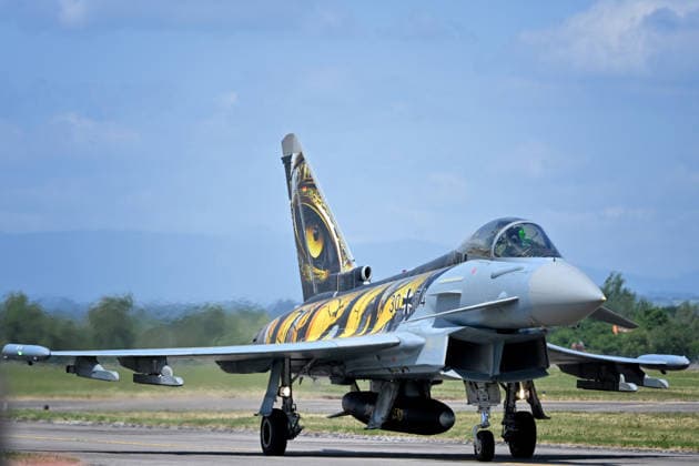 May 30, 2026, Hradec Kralove, Czech Republic: German Typhoon Demo Team of the German Air Force with Eurofighter Typhoon performing at the Aviaticka airshow in Hradec Kralove, Czech Republic on May 30, 2026. Hradec Kralove Czech Republic - ZUMAr156 20260530_aap_r156_059 Copyright: xSlavekxRutax