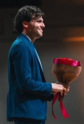 the winner and Ettore Pagano of Italy pictured after the final of the 2026 Queen Elisabeth Cello Competition, at the Brussels Bozar concert hall, Saturday 30 May 2026. This year s edition of the competition for career-starting musicians takes place from 4 to 30 May.  EMILExWINDAL 175504755