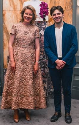 Queen Mathilde of Belgium and the winner Ettore Pagano of Italy pictured after the final of the 2026 Queen Elisabeth Cello Competition, at the Brussels Bozar concert hall, Saturday 30 May 2026. This year s edition of the competition for career-starting musicians takes place from 4 to 30 May.  EMILExWINDAL 175504781