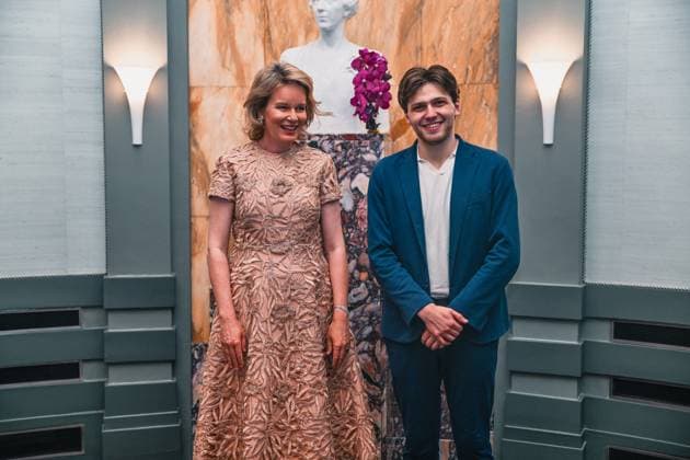 Queen Mathilde of Belgium and the winner Ettore Pagano of Italy pictured after the final of the 2026 Queen Elisabeth Cello Competition, at the Brussels Bozar concert hall, Saturday 30 May 2026. This year s edition of the competition for career-starting musicians takes place from 4 to 30 May.  EMILExWINDAL 175504785