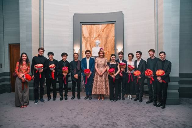 All the finalists and Queen Mathilde of Belgium pictured after the final of the 2026 Queen Elisabeth Cello Competition, at the Brussels Bozar concert hall, Saturday 30 May 2026. This year s edition of the competition for career-starting musicians takes place from 4 to 30 May.  EMILExWINDAL 175504786