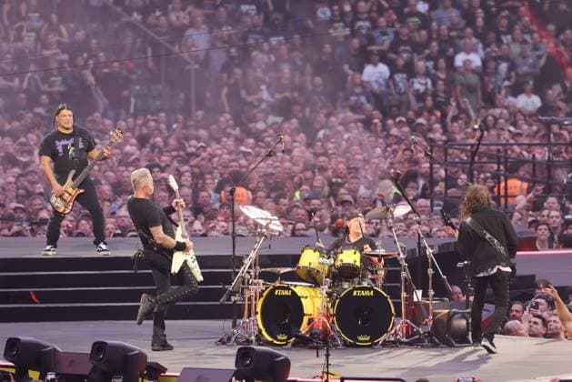 30.05.2026, Metallica im Konzert live im Olympiastadion, Berlin, Sänger und Gitarrist James Hetfield, Kirk Hammet, Lars Ulrich, Robert Trujilo, Berlin *** 30 05 2026, Metallica in concert live at the Olympiastadion, Berlin, singer and guitarist James Hetfield, Kirk Hammet, Lars Ulrich, Robert Trujilo, Berlin