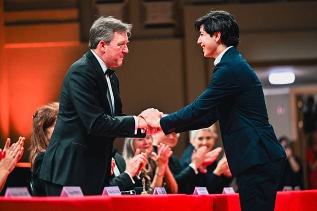 President of the jury Gilles Ledure and Alvaro Lozano Cames of Spain pictured after the final of the 2026 Queen Elisabeth Cello Competition, at the Brussels Bozar concert hall, Saturday 30 May 2026. This year s edition of the competition for career-starting musicians takes place from 4 to 30 May.  EMILExWINDAL 175512793