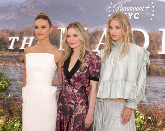 Beau Garrett, Michelle Pfeiffer and Elle Chapman attend the LA Emmy FYC Official Clips And Conversation For Paramount+ Original The Madison at the Television Academy s Wolf Theatre at the Saban Media Center in North Hollywood on Saturday, May 30, 2026.  LAP20260530276 GREGxGRUDT