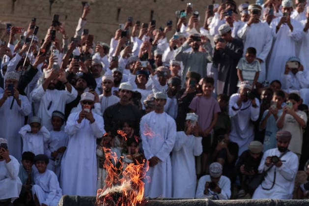 Fanja Azwa Festival in Oman FANJA, OMAN - MAY 30: Hundreds of people gather to take part in the traditional Fanja Azwa cultural event, a centuries-old celebration held during religious holidays, in Fanja, Ad Dakhiliyah region, Oman on May 30, 2026. The event, which has a history spanning more than 500 years, featured mass processions and performances of traditional Omani folk arts. The celebrations concluded with a ceremonial cannon firing. Shady Alassar Anadolu Fanja Oman. Editorial use only. Please get in touch for any other usage.  Copyright: x2026xAnadoluxShadyxAlassarx