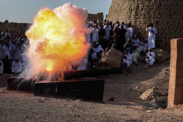 Fanja Azwa Festival in Oman FANJA, OMAN - MAY 30: Hundreds of people gather to take part in the traditional Fanja Azwa cultural event, a centuries-old celebration held during religious holidays, in Fanja, Ad Dakhiliyah region, Oman on May 30, 2026. The event, which has a history spanning more than 500 years, featured mass processions and performances of traditional Omani folk arts. The celebrations concluded with a ceremonial cannon firing. Shady Alassar Anadolu Fanja Oman. Editorial use only. Please get in touch for any other usage.  Copyright: x2026xAnadoluxShadyxAlassarx