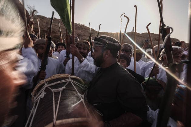 Fanja Azwa Festival in Oman FANJA, OMAN - MAY 30: Hundreds of people gather to take part in the traditional Fanja Azwa cultural event, a centuries-old celebration held during religious holidays, in Fanja, Ad Dakhiliyah region, Oman on May 30, 2026. The event, which has a history spanning more than 500 years, featured mass processions and performances of traditional Omani folk arts. The celebrations concluded with a ceremonial cannon firing. Shady Alassar Anadolu Fanja Oman. Editorial use only. Please get in touch for any other usage.  Copyright: x2026xAnadoluxShadyxAlassarx