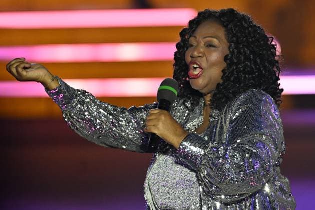 30.05.2026, STARnacht am Neusiedler See im Burgenland (AUT), Seebühne Mörbisch, Im Bild: Boney M. feat. Liz Mitchell, *** 30 05 2026, STARnacht am Neusiedler See in Burgenland AUT , Seebühne Mörbisch, in the picture Boney M feat Liz Mitchell,