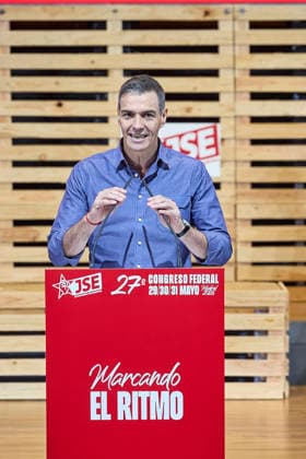 Pedro Sánchez closes the Socialist Youth Congress in Madrid The Secretary General of the PSOE and President of the Government, Pedro Sánchez, during the closing ceremony of the 27th JSE Congress, at the UGT Madrid headquarters, on May 31, 2026, in Madrid Spain This meeting with the Socialist Youth of Spain is Sánchezs first appearance at a party meeting following the latest court developments 31 MAY 2026 Jesús Hellí Madrid Madrid Madrid Spain  Copyright: xJesusxHellinx 7561878