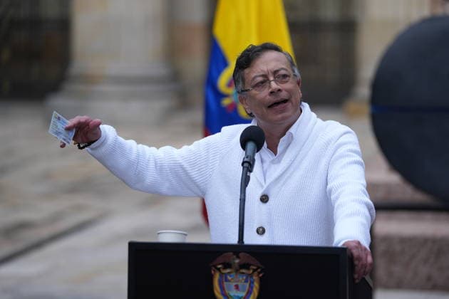 Colombian presidential elections BOGOTA, COLOMBIA - MAY 31: Colombian President Gustavo Petro delivers a speech as he casts his vote at Polling Station No. 1, marking the start of the presidential election day, where voters head to the polls to elect the country s next president in Bogota, Colombia on May 31, 2026. Juancho Torres Anadolu Bogota Colombia. Editorial use only. Please get in touch for any other usage.  Copyright: x2026xAnadoluxJuanchoxTorresx
