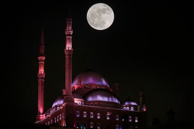 (260601) -- CAIRO, June 1, 2026 -- The full moon, known as the Blue Moon, is seen over the Saladin Citadel in Cairo, Egypt, May 31, 2026. ) EGYPT-CAIRO-FULL MOON AhmedxGomaa 