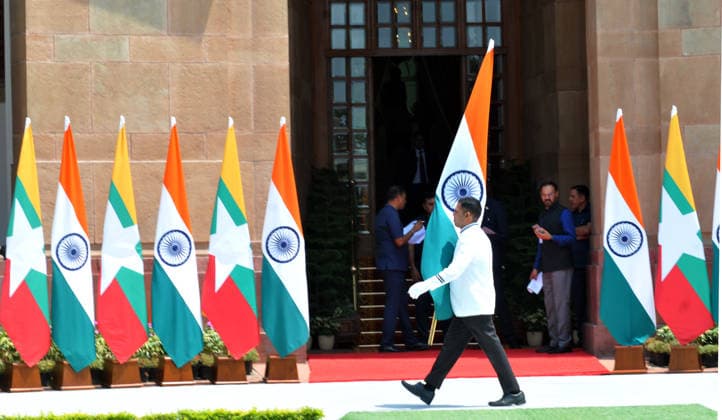 June 1, 2026, New Delhi, Delhi, India: attended carry indian national flag for install during Indian Prime Minister Narendra Modi, with Myanmar President Min Aung Hlaing during their meeting in Hyderabad House,in New Delhi, India, Monday, June 1, 2026, , INDIA New Delhi India - ZUMAb226 20260601_zip_b226_014 Copyright: xRavixBatrax