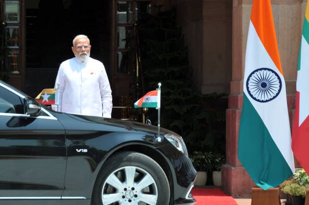 June 1, 2026, New Delhi, Delhi, India: Indian Prime Minister Narendra Modi wait for Myanmar President Min Aung Hlaing during their meeting in Hyderabad House,in New Delhi, India, Monday, June 1, 2026, , INDIA New Delhi India - ZUMAb226 20260601_zip_b226_010 Copyright: xRavixBatrax