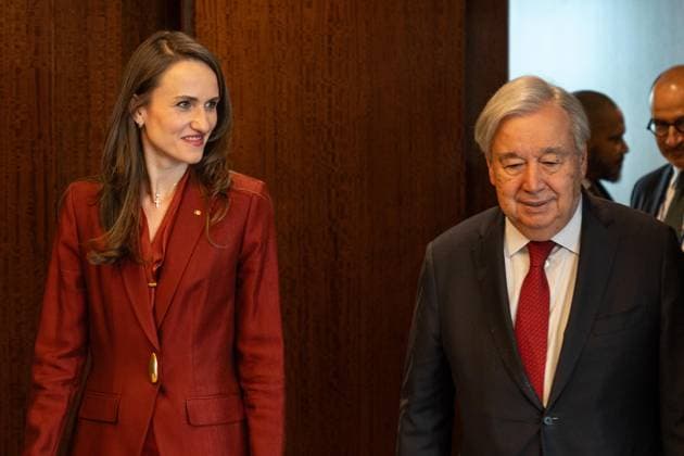 June 1, 2026, New York, New York, USA: Secretary-General Antonio Guterres meeting with Oana-Silvia Toiu, Minister for Foreign Affairs of Romania at UN Headquarters in New York, NY on June 1, 2026. New York USA  - ZUMAr339 20260601_znp_r339_007 Copyright: xLevxRadinx