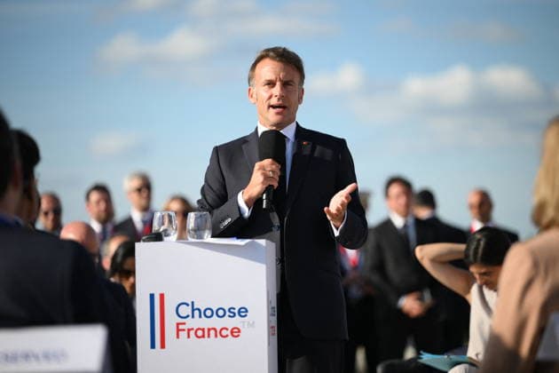 Choose France Business Summit - Paris French president Emmanuel Macron delivers a speech during a Choose France summit in Versailles, France on June 1, 2026. Photo by Eliot Blondet ABACAPRESS.COM Versailles France  Copyright: xBlondetxEliot ABACAx