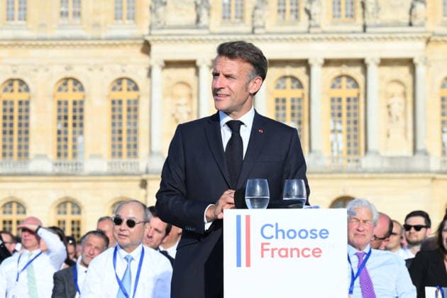 Choose France Business Summit - Paris French president Emmanuel Macron delivers a speech during a Choose France summit in Versailles, France on June 1, 2026. Photo by Eliot Blondet ABACAPRESS.COM Versailles France  Copyright: xBlondetxEliot ABACAx