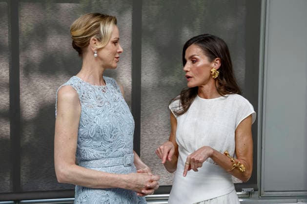 01-06-2026 Madrid Queen Letizia and Princess Charlene of Monaco attend the opening of an exhibition marking the 150th anniversary of the establishment of the first diplomatic mission between Spain and Monaco, at the Botanical garden in Madrid. Â  Copyright: xPPEx