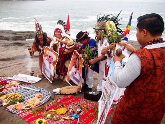 June 1, 2026, Lima, Lima, Peru: Ahead of the election runoff, shamans and healers in Peru performed an ancestral ceremony of spiritual integration at a rocky outcrop known as Salto del Fraile (Friar s Leap) on the beaches of Lima, with the purpose of invoking social peace during the democratic process. The runoff election will be held on June 7 between Keiko Fujimori of Fuerza Popular (Popular Force) and Roberto SoÂ¡nchez of Juntos por el Pero Lima Peru  - ZUMAg240 20260601_zip_g240_011 Copyright: xCarlosxGarciaxGranthonx