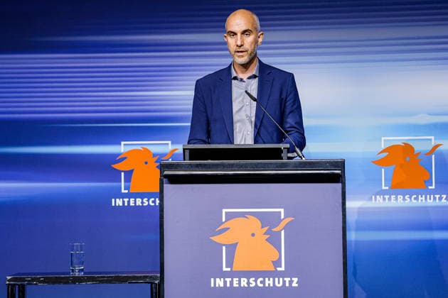 Opening of Interschutz 2026 in Hanover and tour of the trade fair with Federal Minister of the Interior Alexander Dobrindt and Lower Saxony Minister of the Interior Daniela Behrens Conference Center Hall 19, Opening of Interschutz 2026 Speech Belit Onay Bündnis 90 Die Grünen , Lord Mayor of the State Capital Hanover Hanover Hanover Trade Fair Lower Saxony, Hanover Region Germany