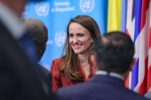 June 1, 2026, New York, New York, USA: RomaniaÃ¢â‚¬â ¢s Minister for Foreign Affairs OANA-SILVIA TOIU smiles after briefing reporters at the Security Council stakeout after a briefing on Ukraine at UNHQ in New York, following a Russian drone incursion into Romanian airspace that injured two civilians and raised wider concerns over the regional spillover of RussiaÃ¢â‚¬â ¢s war against Ukraine. New York USA - ZUMAo116 20260601_znp_o116_110 Copyright: xBiancaxOterox