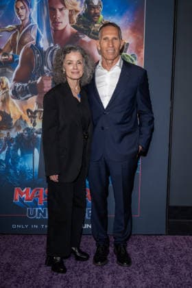 June 1, 2026, New York, United States: (L-R) Courtenay Valenti, VP of Film for Amazon MGM, and Ynon Kreiz, CEO of Mattel, attend Masters of the Universe Fan Screening at Regal Times Square on June 1, 2026 in New York City. New York United States  - ZUMAs197 20260601_aaa_s197_275 Copyright: xRonxAdarx