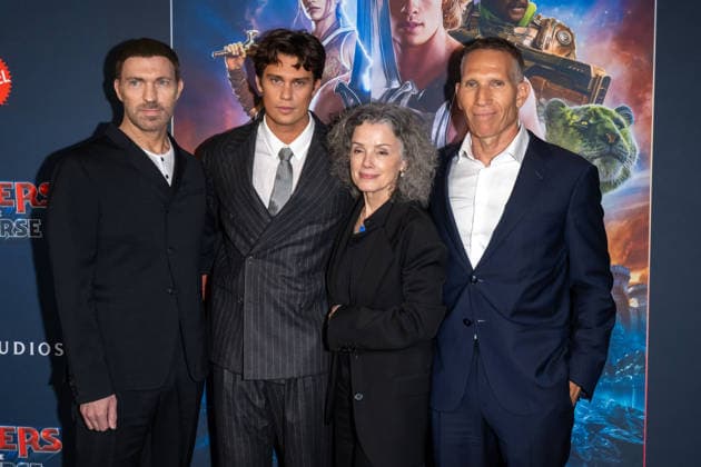 June 1, 2026, New York, United States: (L-R) Travis Knight, Nicholas Galitzine, Courtenay Valenti and Ynon Kreiz attend Masters of the Universe Fan Screening at Regal Times Square on June 1, 2026 in New York City. New York United States - ZUMAs197 20260601_aaa_s197_313 Copyright: xRonxAdarx