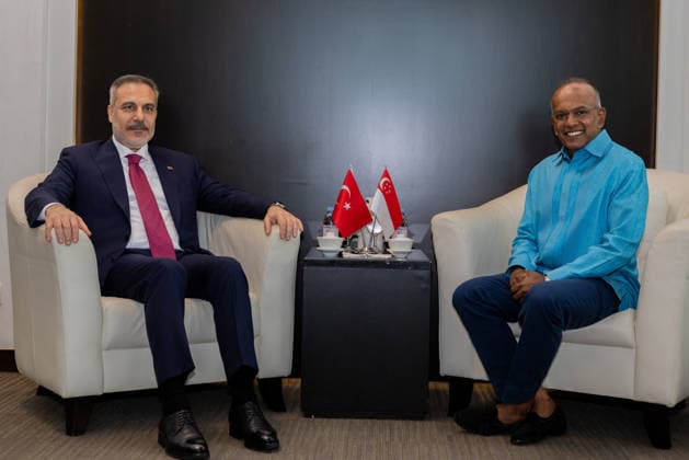 Turkish Foreign Minister Hakan Fidan in Singapore SINGAPORE – JUNE 02: Turkish Foreign Minister Hakan Fidan (L) meets with Singapore s Minister for Home Affairs and Coordinating Minister for National Security K. Shanmugam (R) during his official visit to Singapore on June 2, 2026. Mustafa Hatipoglu Anadolu Singapore Singapore. Editorial use only. Please get in touch for any other usage.  Copyright: x2026xAnadoluxMustafaxHatipoglux