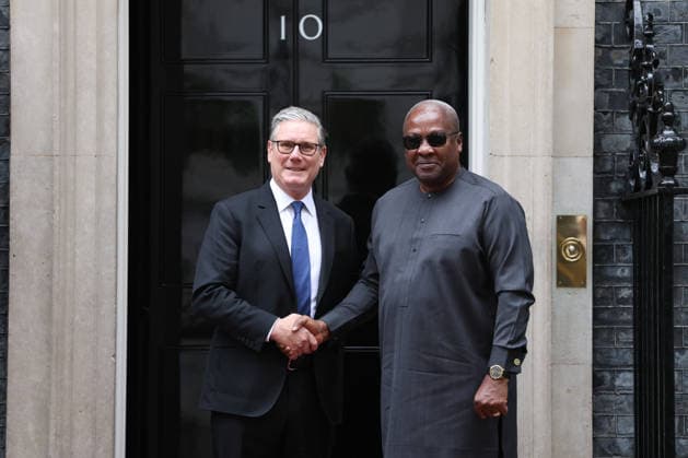 Keir Starmer - John Dramani Mahama meeting at the Downing Street LONDON, UNITED KINGDOM - JUNE 02: British Prime Minister Keir Starmer (L) welcomes Ghana President John Dramani Mahama (R) at 10 Downing Street, the Prime Minister s Office in London, United Kingdom, on June 02, 2026. Zeynep Demir Anadolu London United Kingdom. Editorial use only. Please get in touch for any other usage.  Copyright: x2026xAnadoluxZeynepxDemirx