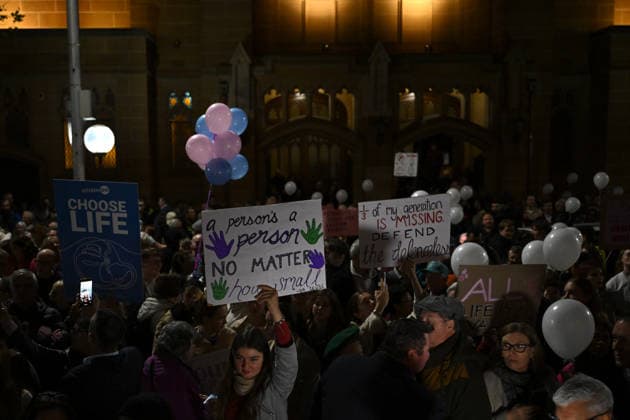 ABORTION BILL RALLY, A protest in support of a private member™s bill, which seeks to ban sex-selective abortions, outside State Parliament, Sydney, Tuesday, June 2, 2026. ( NO ARCHIVING SYDNEY NEW SOUTH WALES AUSTRALIA  Copyright: xDEANxLEWINSx 20260602181712239848