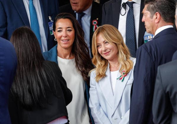 June 2, 2026, Roma: Italian Prime Minister Giorgia Meloni and Licia Ronzulli (L) attend the annual military parade on the occasion of the 80th anniversary of Republic Day (Festa della Repubblica) at the Fori Imperiali, Rome, Italy, 02 June 2026. Republic Day is a national day of celebration established to commemorate the founding of the Italian Republic. It is celebrated every year on 02 June, the date of the institutional referendum of 1946, with the main celebration taking place in Rome. ANSA GIUSEPPE LAMI (parata militare) Roma  - ZUMAa110 20260602_zaf_a110_006 Copyright: xGiuseppexLamix