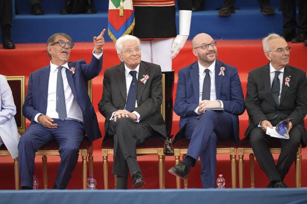 Foto IPP Marco Mattei Roma 02 06 2026 80 Anniversario della Festa della Repubblica la Rivista Militare ai Fori Imperiali nella foto Ignazio La Russa Sergio Mattarella Lorenzo Fontana Giovannu Amoruso Italy Photo Press - World Copyright . *** Photo IPP Marco Mattei Rome 02 06 2026 80 Anniversary of Republic Day the Military Review at the Imperial Forums in the photo Ignazio La Russa Sergio Mattarella Lorenzo Fontana Giovannu Amoruso Italy Photo Press World Copyright 