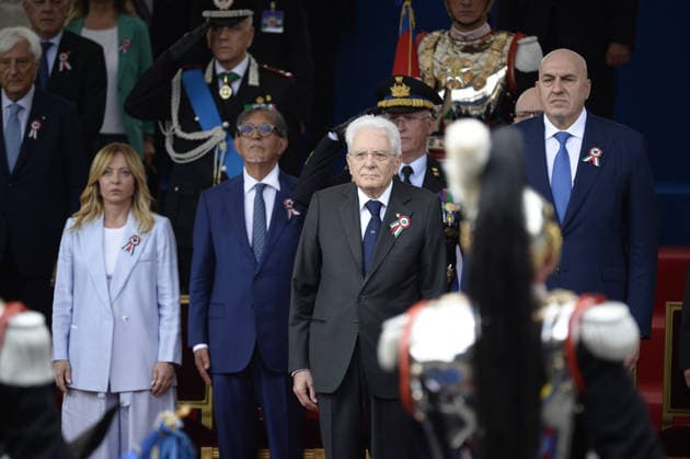 Foto IPP Marco Mattei Roma 02 06 2026 80 Anniversario della Festa della Repubblica la Rivista Militare ai Fori Imperiali nella foto Giorgia Meloni Ignazio La Russa Sergio Mattarella Guido Crosetto Italy Photo Press - World Copyright . *** Photo IPP Marco Mattei Rome 02 06 2026 80 Anniversary of Republic Day the Military Review at the Imperial Forums in the photo Giorgia Meloni Ignazio La Russa Sergio Mattarella Guido Crosetto Italy Photo Press World Copyright 