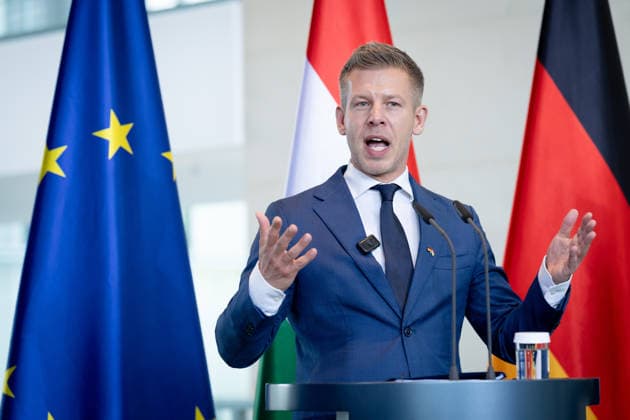 Ministerpräsident, Péter Magyar Berlin, Bundeskanzleramt, Pressekonferenz, Ministerpräsident, Ungarn, Péter Magyar Berlin Berlin GER *** Prime Minister, Péter Magyar Berlin, Federal Chancellery, Press conference, Prime Minister, Hungary, Péter Magyar Berlin Berlin GER