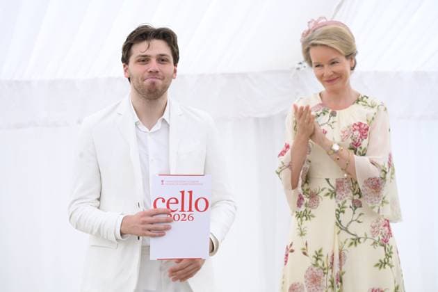 Queen Mathilde Meets Laureates 2026 Queen Elisabeth Competition WATERLOO, BELGIUM - JUNE 02: Queen Mathilde of Belgium pictured congratulating laureates of the 2026 Queen Elisabeth Competition and winner Ettore Pagano on June 02, 2026 in WATERLOO, Belgium, 02 06 2026 WATERLOO Belgium  Copyright: xPhilipxReynaersx