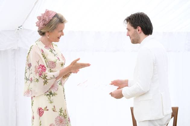 Queen Mathilde Meets Laureates 2026 Queen Elisabeth Competition WATERLOO, BELGIUM - JUNE 02: Queen Mathilde of Belgium pictured congratulating laureates of the 2026 Queen Elisabeth Competition and winner Ettore Pagano on June 02, 2026 in WATERLOO, Belgium, 02 06 2026 WATERLOO Belgium  Copyright: xPhilipxReynaersx
