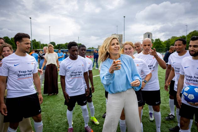 02-06-2026 Voorburg Queen Maxima, Honorary Chair of the MIND Us Foundation, during the kick off the ˜The Invisible Injury™ program by the KNVB and Zilveren Kruis at Forum Sport in Voorburg. Â  Copyright: xPPEx