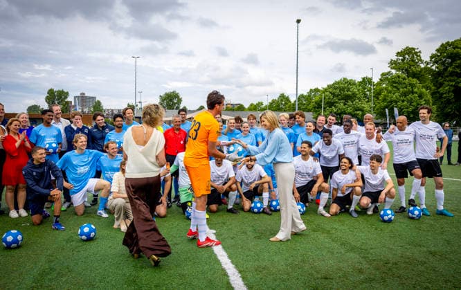 02-06-2026 Voorburg Queen Maxima, Honorary Chair of the MIND Us Foundation, during the kick off the ˜The Invisible Injury™ program by the KNVB and Zilveren Kruis at Forum Sport in Voorburg. Â  Copyright: xPPEx