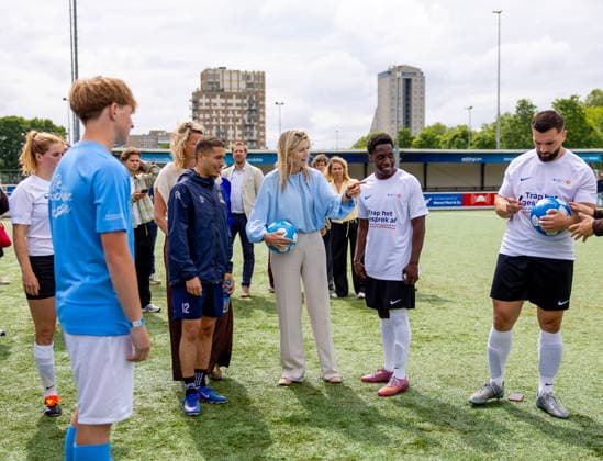 02-06-2026 Voorburg Queen Maxima, Honorary Chair of the MIND Us Foundation, during the kick off the ˜The Invisible Injury™ program by the KNVB and Zilveren Kruis at Forum Sport in Voorburg. Â  Copyright: xPPEx
