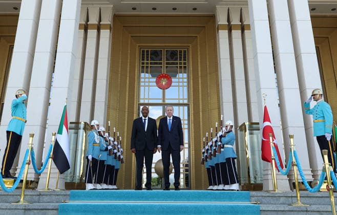 Turkish President Recep Tayyip Erdogan ANKARA, TURKIYE - JUNE 02: (----EDITORIAL USE ONLY MANDATORY CREDIT - TURKISH PRESIDENCY MUSTAFA KAMACI HANDOUT - NO MARKETING NO ADVERTISING CAMPAIGNS - DISTRIBUTED AS A SERVICE TO CLIENTS----) Turkish President Recep Tayyip Erdogan welcomes Head of Sudan’s Transitional Sovereignty Council Abdel Fattah al-Burhan with an official welcoming ceremony at the Presidential Complex in Ankara, Turkiye on June 02, 2026. Turkish Presidency Mustafa Kamaci Handout Anadolu Ankara Turkey. Editorial use only. Please get in touch for any other usage.  Copyright: x2026xAnadoluxTurkishxPresidencyx xMustafaxKamacix xHandoutx
